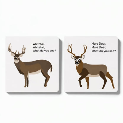 🦌 Whitetail. Whitetail. What Do You See? — Rounded-Corner & Reinforced Children's cards for the Hunting Family by Mueller Optics