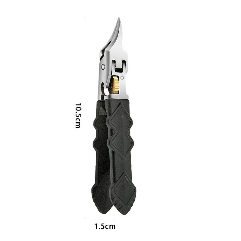 Cilifer®Black Anti-Slip Grip Gear Lock Nail Clipper Set with Ultra-Sharp Tips for Precise Access to Nail Grooves