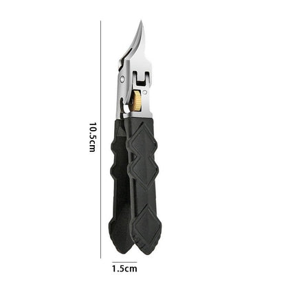 Cilifer®Black Anti-Slip Grip Gear Lock Nail Clipper Set with Ultra-Sharp Tips for Precise Access to Nail Grooves