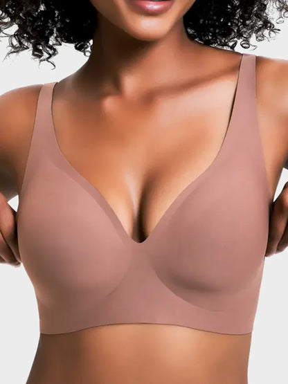 Women's Seamless Wireless Deep V T-Shirt Bra