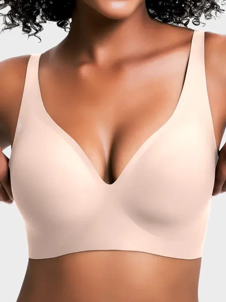Women's Seamless Wireless Deep V T-Shirt Bra