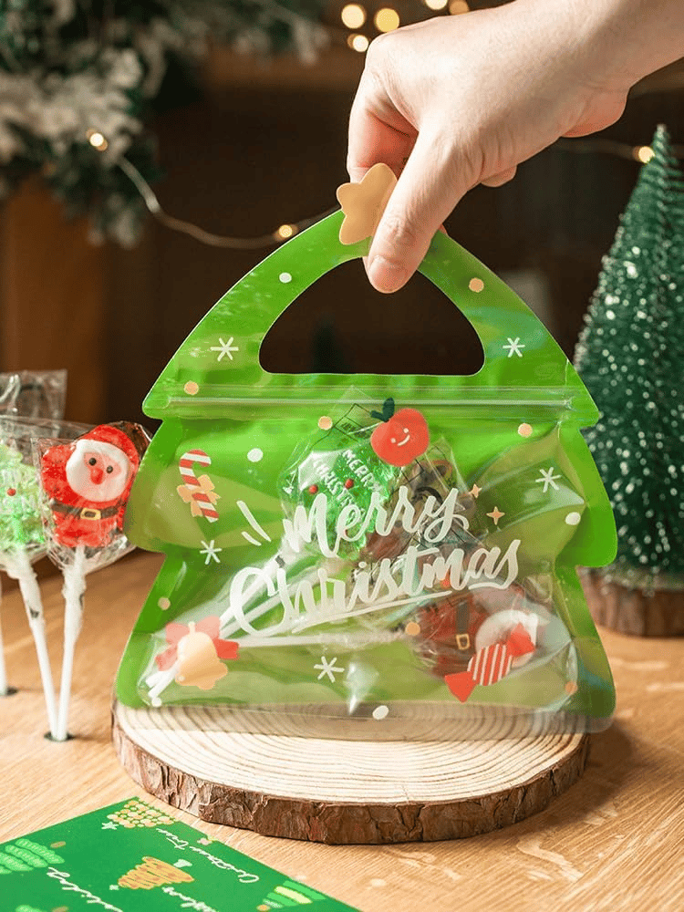 🎄Christmas Treat Bags. Kids Xmas Sealable Bags With Handle 10 PCS❄️