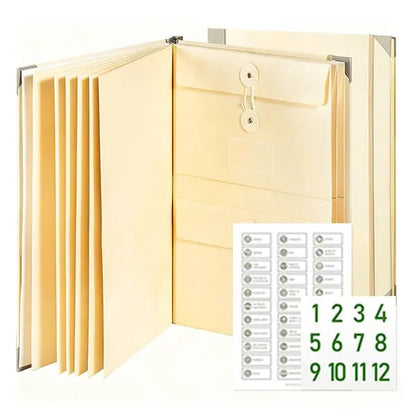 Accordion File Organizer Manila Pocket Document Folder for Passports. Birth Certificates & Important Papers. Office & Home Storage