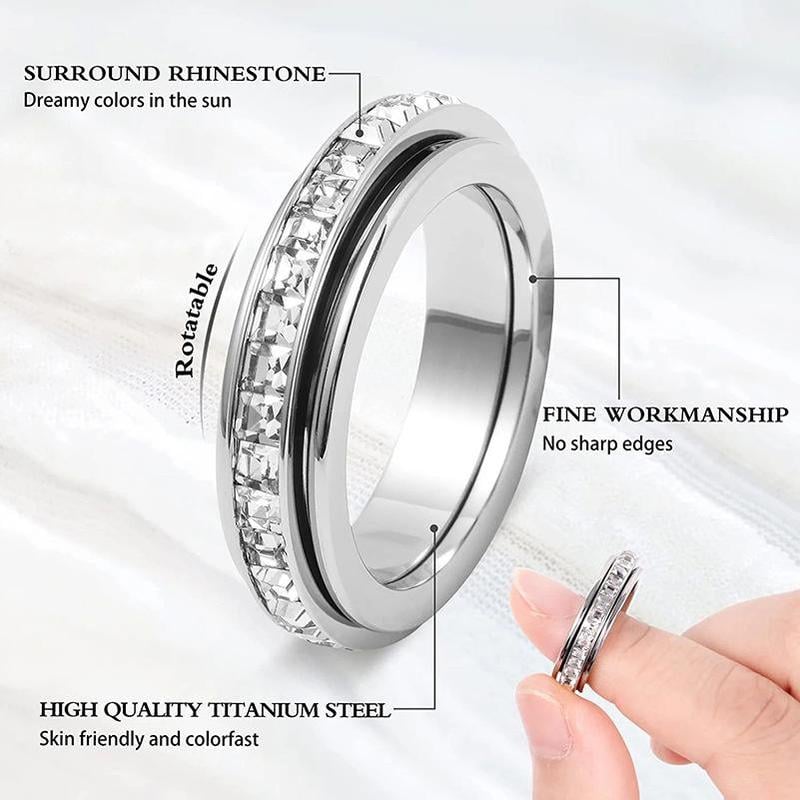 🎁Sparkling Spinning Ring. Relieves Anxiety. Symbolizes Vows & Luck. Waterproof & Fade-Resistant