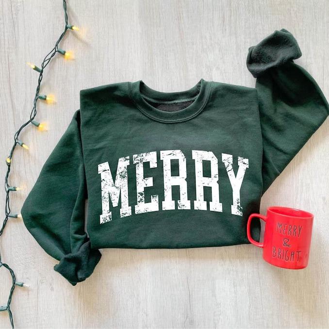 Retro Merry Sweatshirt. Merry Christmas Sweatshirt