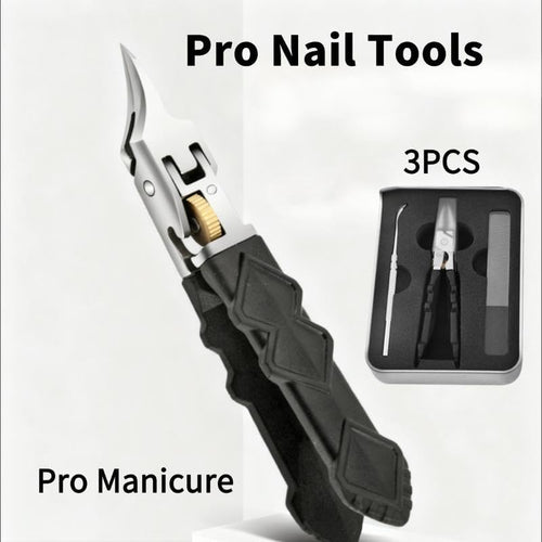 Cilifer®Black Anti-Slip Grip Gear Lock Nail Clipper Set with Ultra-Sharp Tips for Precise Access to Nail Grooves
