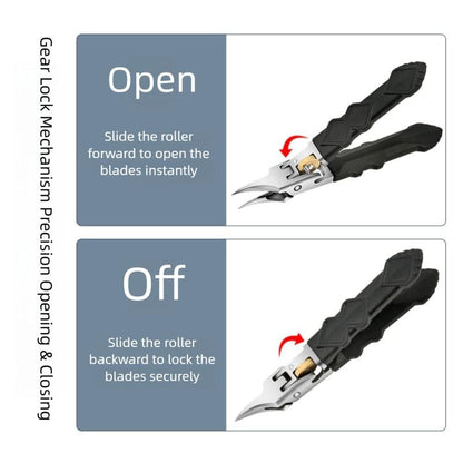 Cilifer®Black Anti-Slip Grip Gear Lock Nail Clipper Set with Ultra-Sharp Tips for Precise Access to Nail Grooves