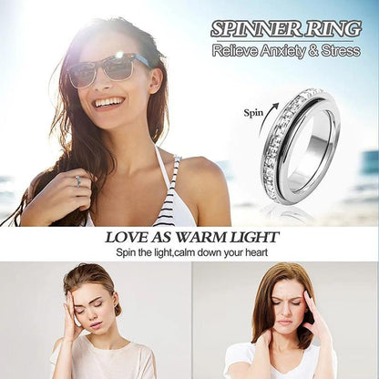 🎁Sparkling Spinning Ring. Relieves Anxiety. Symbolizes Vows & Luck. Waterproof & Fade-Resistant