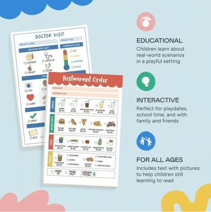 🥳 Pretend Play Notepads | 2-Pack | 40 Pages Each ✨