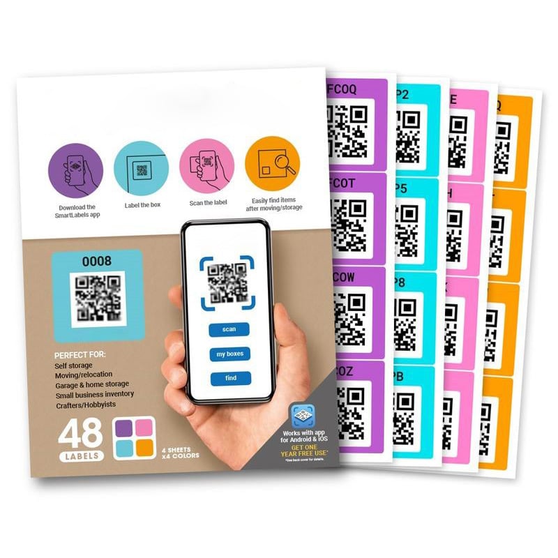 📦📱 Color-Coded QR Labels – Scan. Organize & Find Fast! 🔴🟢🔵🟡 (48 Pack)
