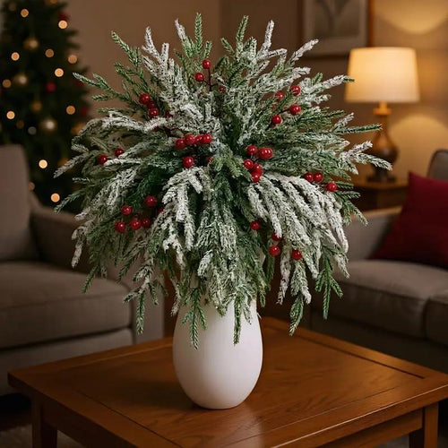Artificial Norfolk Pine Branches with Red Berries - Christmas Greenery That Lasts!