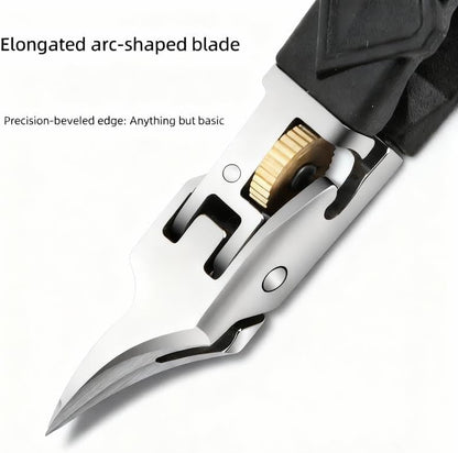 Cilifer®Black Anti-Slip Grip Gear Lock Nail Clipper Set with Ultra-Sharp Tips for Precise Access to Nail Grooves