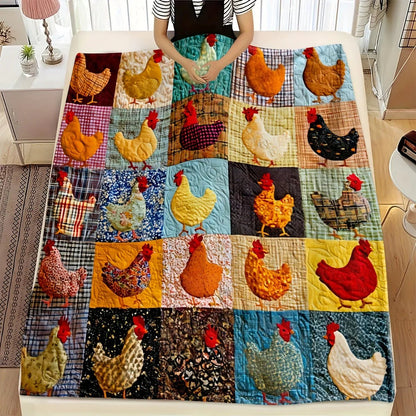 💥🌲🎁Vintage Chicken Print Flannel Blanket🐔