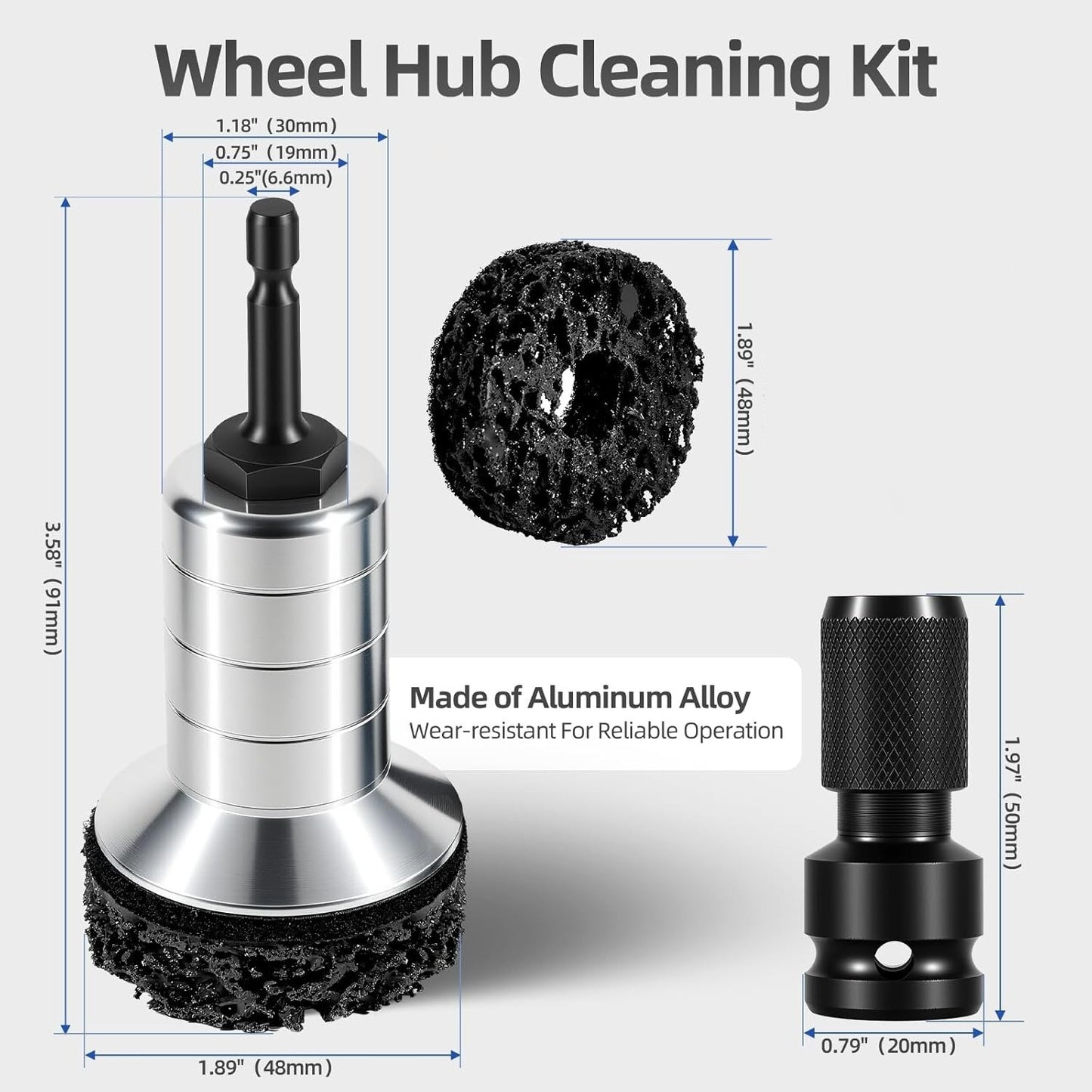 Cilifer®Pro-Grade Wheel Hub & Stud Resurfacing Kit | Rust Removal Attachment