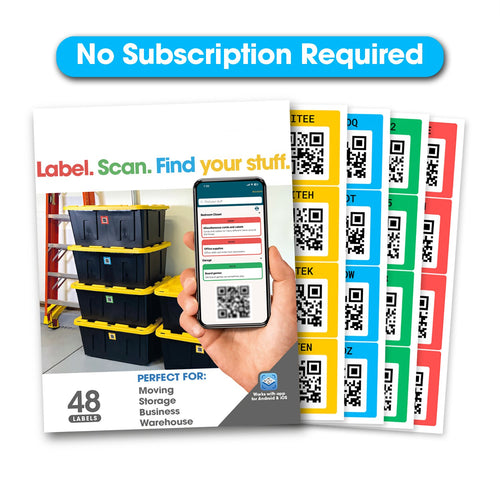 📦📱 Color-Coded QR Labels – Scan. Organize & Find Fast! 🔴🟢🔵🟡 (48 Pack)