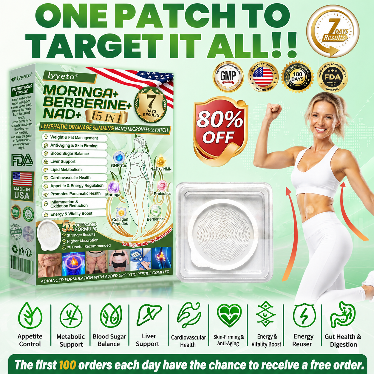 FDA Registered & GMP Certified  | 🧑‍⚕️🩺 lyyeto® Moringa & Berberine 10-IN-1 Advanced NanoMicroneedle Patch |  Backed by Scientific Evidence |10-in-1 Formula | Results in 5 Days🚀