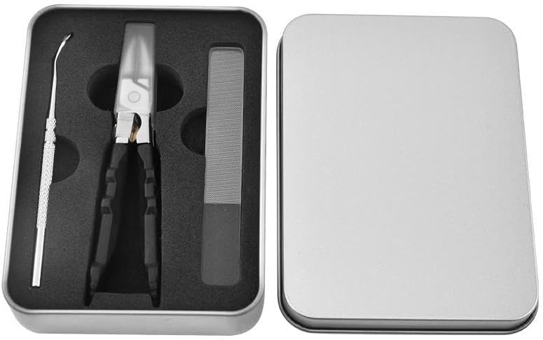 Cilifer®Black Anti-Slip Grip Gear Lock Nail Clipper Set with Ultra-Sharp Tips for Precise Access to Nail Grooves