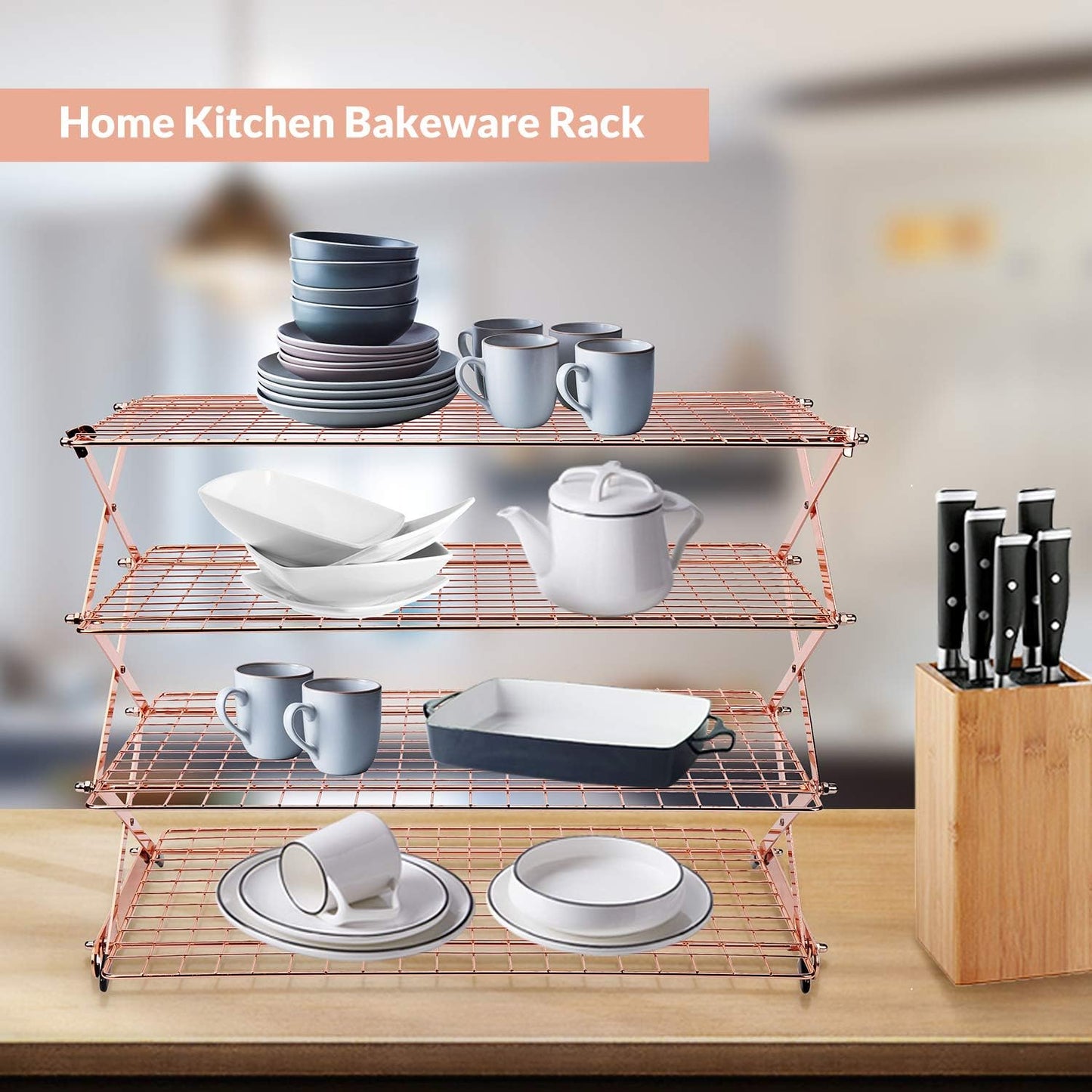 🍪 3/4-Tier Collapsible Cooling Rack – Expand to Bake. Collapse to Save Space!