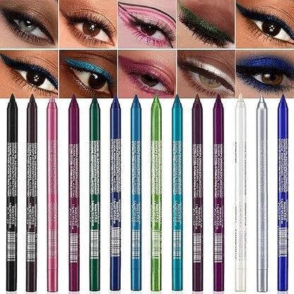 ✨14-Pack Eyeliner Pencil Waterproof Colored Gel Liners