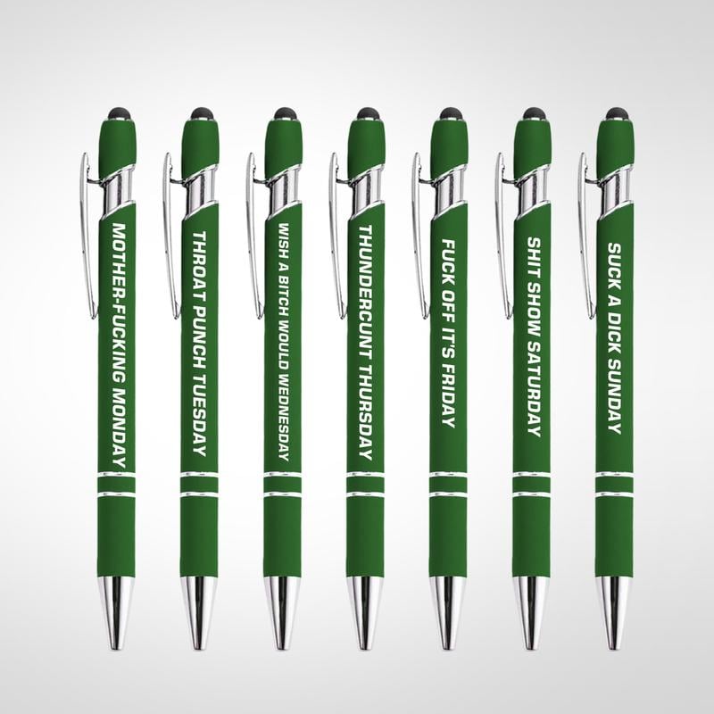 🔥Last Day Promotion 49% OFF💝Funny Stress-Relief Daily Quotes Metal Ballpoint Pen Set (7 Pcs) | 🎁Office Christmas Gift Exchange