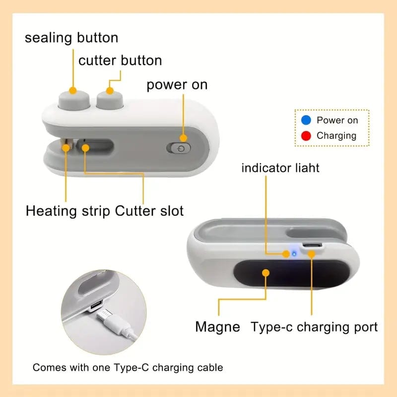 Cilifer®Mini Bag Sealer with Cutter and Magnet