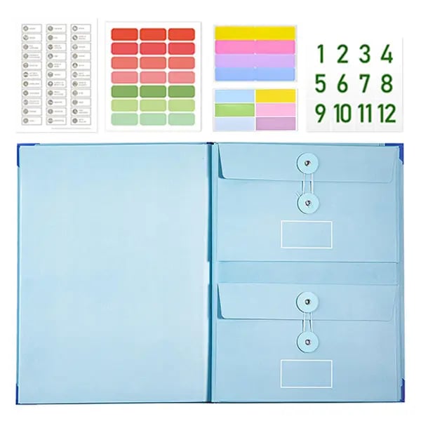 Accordion File Organizer Manila Pocket Document Folder for Passports. Birth Certificates & Important Papers. Office & Home Storage