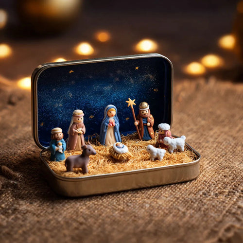 ✝️Handcrafted Pocket-Size Christmas Nativity Scene Gift Tin