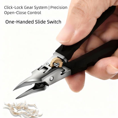 Cilifer®Black Anti-Slip Grip Gear Lock Nail Clipper Set with Ultra-Sharp Tips for Precise Access to Nail Grooves