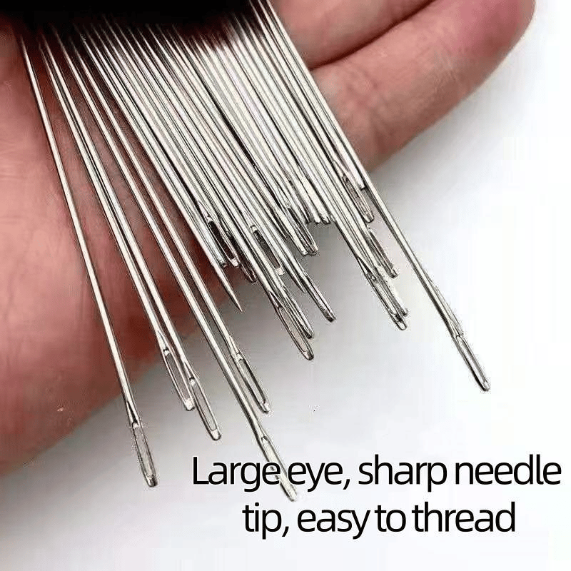 【34PCS Big Eye Steel Needles Set】Long & Thin Handmade Quilting & Sewing Needles Kit for DIY Sewing Projects