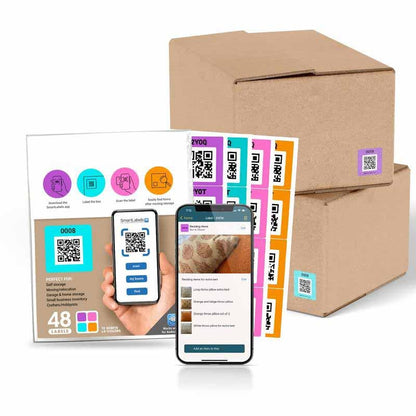📦📱 Color-Coded QR Labels – Scan. Organize & Find Fast! 🔴🟢🔵🟡 (48 Pack)