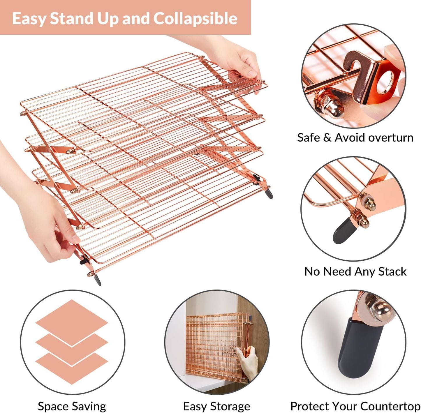 🍪 3/4-Tier Collapsible Cooling Rack – Expand to Bake. Collapse to Save Space!