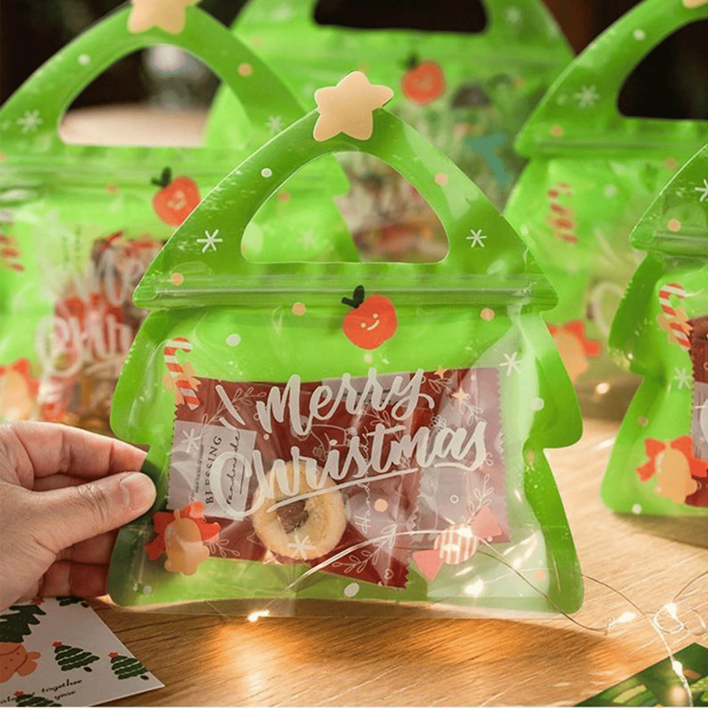 🎄Christmas Treat Bags. Kids Xmas Sealable Bags With Handle 10 PCS❄️